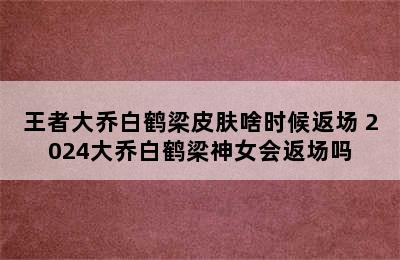 王者大乔白鹤梁皮肤啥时候返场 2024大乔白鹤梁神女会返场吗